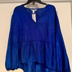 Popsugar Royal Blue Peplum Blouse